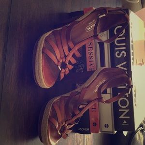 Leather Coach sandals, gently used;size 37.